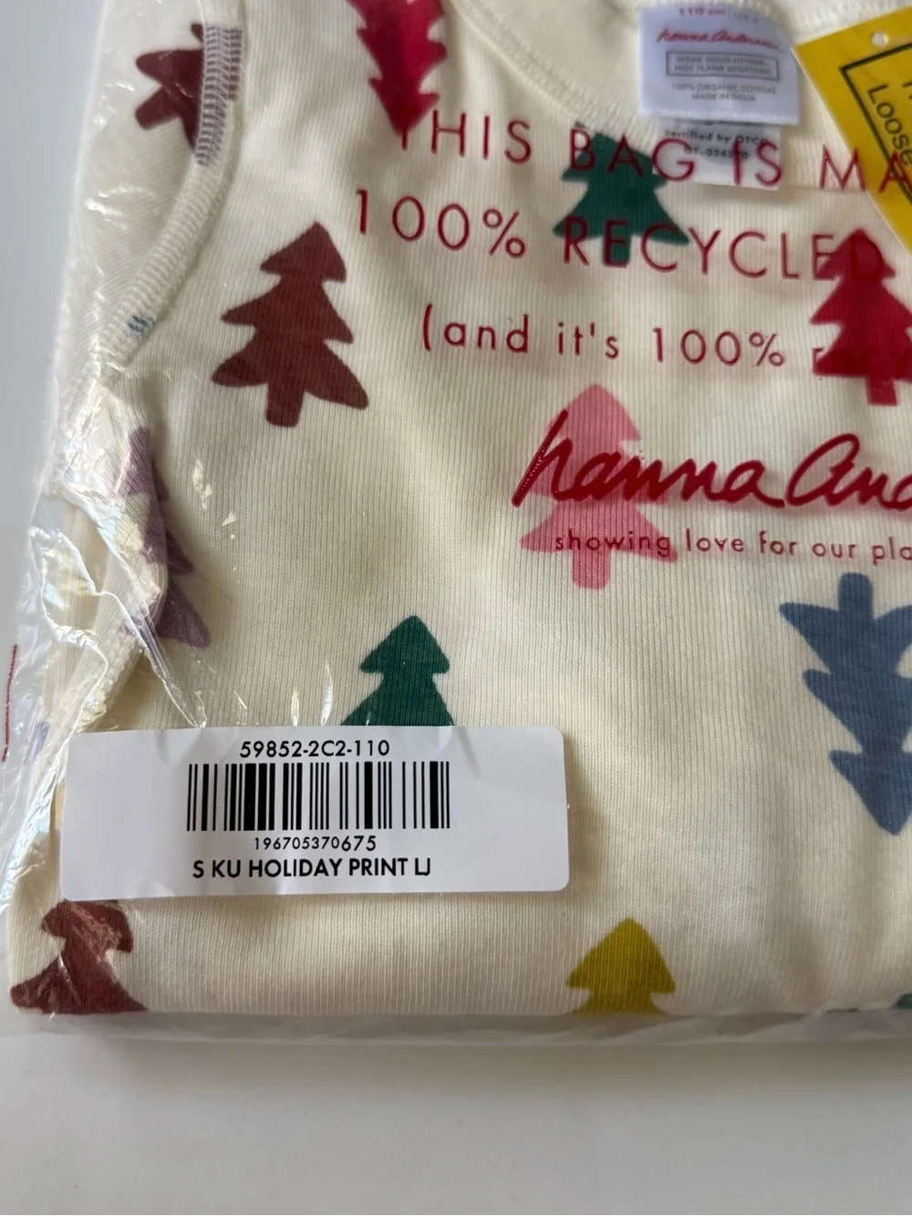 Hanna Andersson Holiday Pajama Set for Kids 4T or 5T